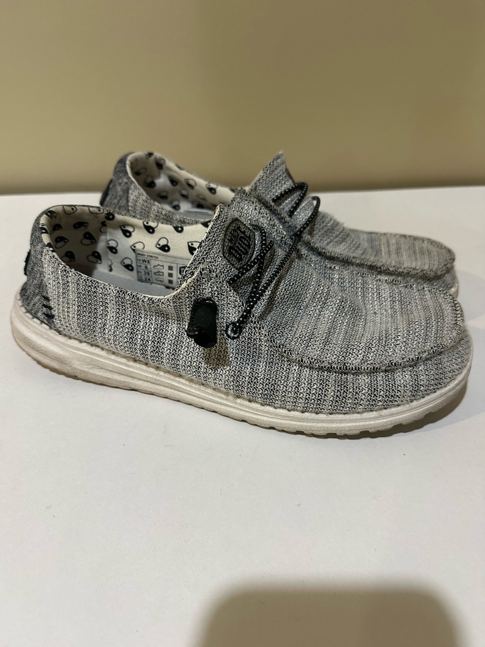 Hey Dude Gray Knit Slip-On Sneakers with Toggle